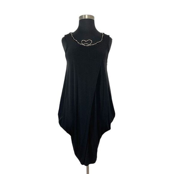 Matti Mamane XL Black Tunic Dress Tulip Hem Art To Wear Lagenlook Jersey Fits 1X - Picture 9 of 9